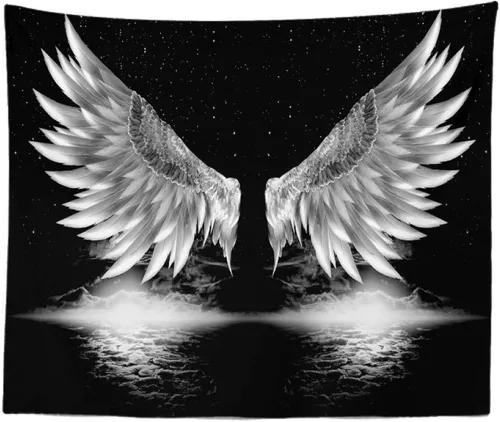 YlobdolY Tapiz para colgar en la pared, estético, psicodélico, bohemio, psicodélico, divertido, hippie, alas de ángel, decoración artística para