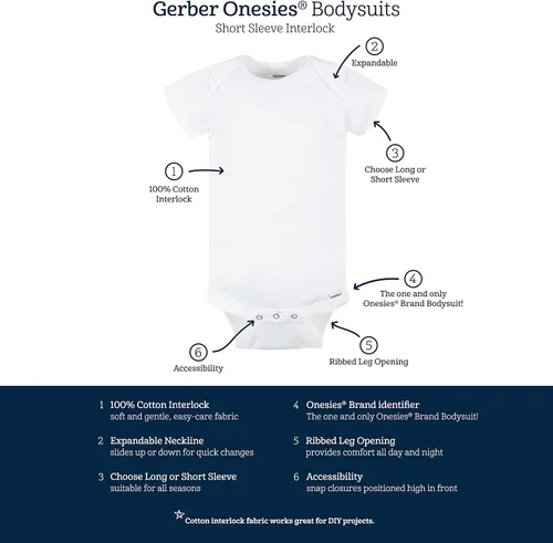 Miniatura 3 de Gerber baby-girls 5-pack Solid Onesies Bodysuits