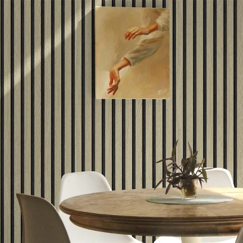 Miniatura 5 de myforHD Papel tapiz despegable y adhesivo de rejilla de madera con rayas, papel tapiz autoadhesivo de madera falsa, papel de contacto de madera