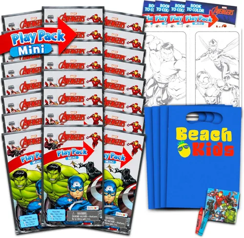 Miniatura 5 de Marvel Avengers Mini Party Favors Set – Paquete con 24 mini paquetes Grab n Go Play con páginas para colorear, calcomanías, más Suministros