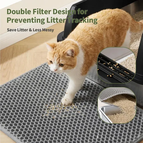 Miniatura 4 de Gimars Paquete de 2 cajas de arena de acero inoxidable XL para gatos grandes y mayores, bandeja de arena de metal para gatos múltiples con lados