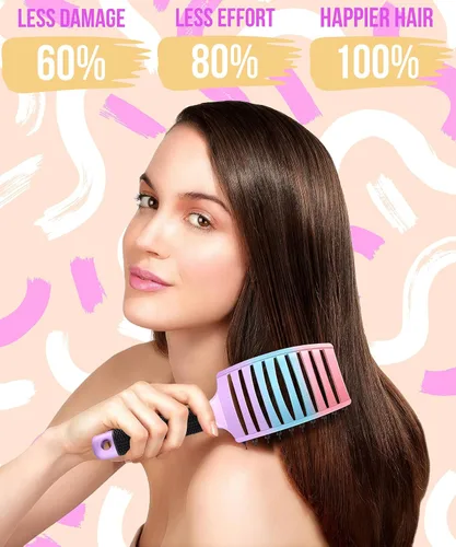 Miniatura 5 de KTKUDY Cepillo desenredante húmedo o seco para todo tipo de cabello, elimina nudos y reduce la rotura, cepillo desenredante sin enredos