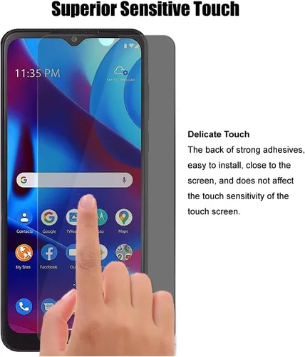 Miniatura 5 de (3+3) Protector de pantalla de privacidad de vidrio templado para Motorola Moto G Pure (3+3) con protector de lente de cámara, antiarañazos