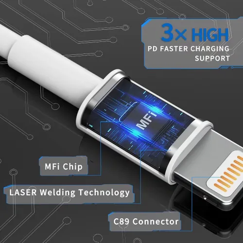 Miniatura 2 de Cargador para iPhone [certificado Apple MFi], paquete de 2 cables Lightning rápidos de 6 pies para cable largo, cable de carga Apple para iPhone