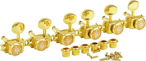 Miniatura 2 de Guyker Afinadores de bloqueo de guitarra (3L + 3R con manecillas) – Clavijas vintage de lujo, clavijas de llave de afinación, piezas de repuesto