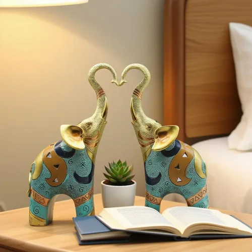 Miniatura 2 de Decoración de estatuas de elefante dorado, figura de buena suerte para decoración del hogar, esculturas y estatuas de arte de resina, regalos