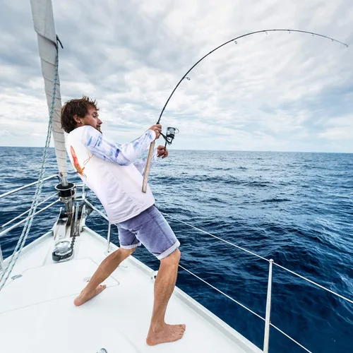 Miniatura 59 de Palmyth - Camiseta de pesca para hombre, con manga larga, protección solar ultravioleta FPU 50+, con bolsillo