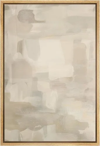 Miniatura 36 de SIGNFORD - Lienzo enmarcado para pared, arte de pintura grunge duotono blanco bronceado, trazos abstractos, formas ilustradas, arte moderno