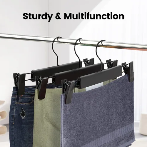 Miniatura 4 de Paquete de 30 perchas para pantalones con clips antideslizantes ajustables, gancho para colgar pantalones, faldas, jeans, perchas de ropa