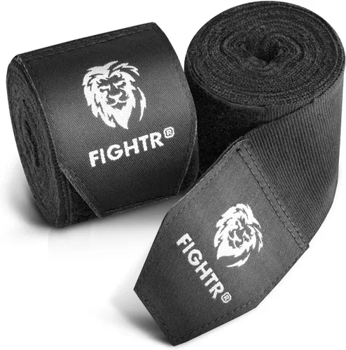 FIGHTR® Vendas de boxeo de 160 pulgadas semielásticas con lazo para el pulgar para boxeo, artes marciales, artes marciales y marciales Negro