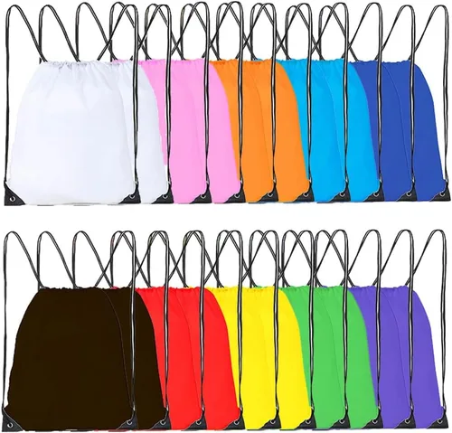 20 bolsas con cordón, mochila con cordón a granel, bolsa deportiva de nailon con cincha, 10 colores