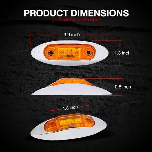 Miniatura 2 de TMH 10 piezas, mini marcador LED (modelo QR) luz ámbar con marco cromado, marcadores LED universales para trailers de camiones, botes, ATV, luces