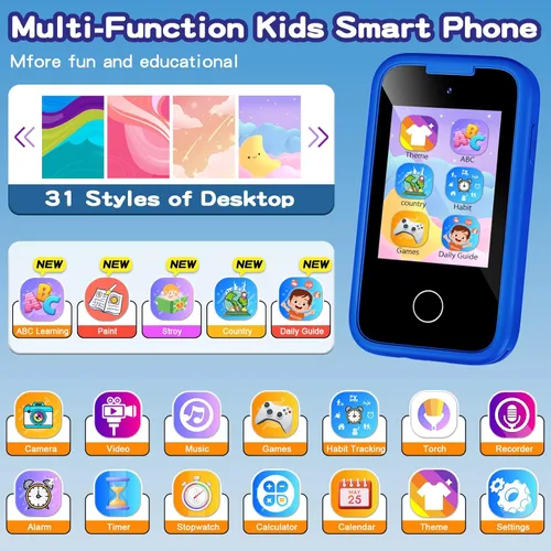 Miniatura 2 de Teléfono para Niños, Teléfono Inteligente para Niñas Pequeñas de 3 4 5 6 7 8 Años, Regalo de Cumpleaños para Niños de 3-8 Años, Teléfono de Juguete