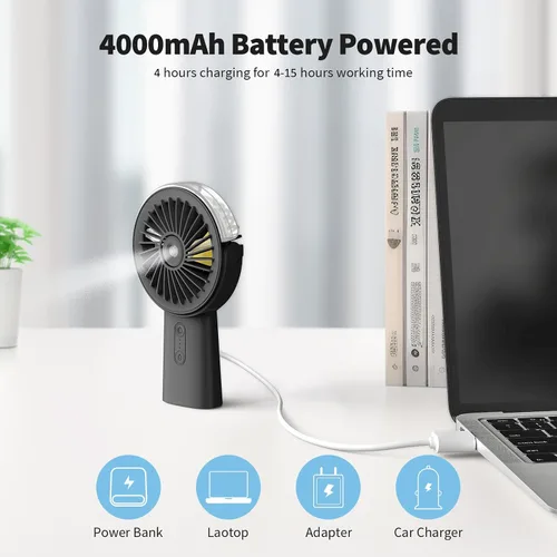 Miniatura 3 de Otlonpe Ventilador de nebulización de mano portátil, pequeño ventilador de niebla recargable personal de mano, ventilador de agua de 4000 mAh