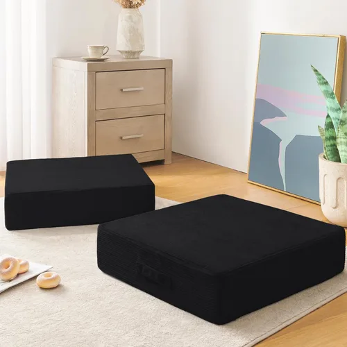 Miniatura 2 de Wellsin Almohadas cuadradas sólidas para el suelo para adultos y niños, cojín grande de meditación con espuma gruesa y funda de terciopelo lavable