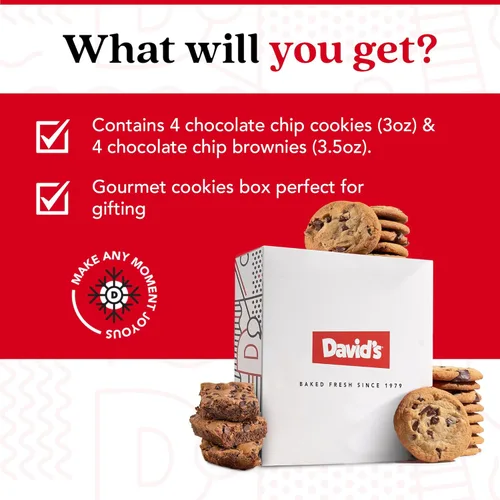 Miniatura 3 de Galletas de chocolate con chispas sin gluten y brownies de DAVID'S COOKIES - Postres de panadería gourmet ideales para un delicioso regalo de comida