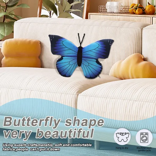 Miniatura 2 de Almohada de mariposa de 15.7 pulgadas, diseño de mariposa azul, juguete de peluche, decoración de regalos para niños