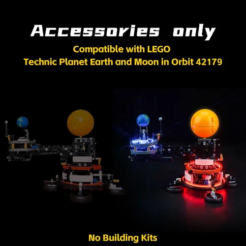 Miniatura 3 de BrickBling Luces LED para Lego Technic Planeta Tierra y Luna en órbita, kit de luz creativo compatible con Lego 42179 Sistema Solar Space