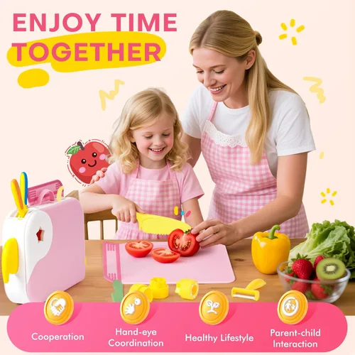 Miniatura 6 de Juego de cocina para niña pequeña con caja de almacenamiento - Juego de cocina rosa para niñas, material PP seguro, herramientas de cocina