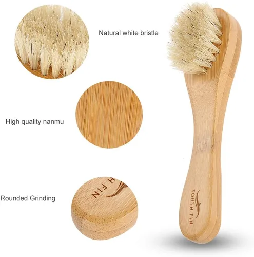 Miniatura 3 de Cepillo de limpieza facial, cepillo de limpieza de cara de mango de madera Cepillo manual de exfoliación para cuidado de piel