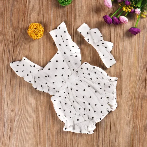 Miniatura 3 de Mameluco con volantes para bebé recién nacida, con diadema, ropa de verano