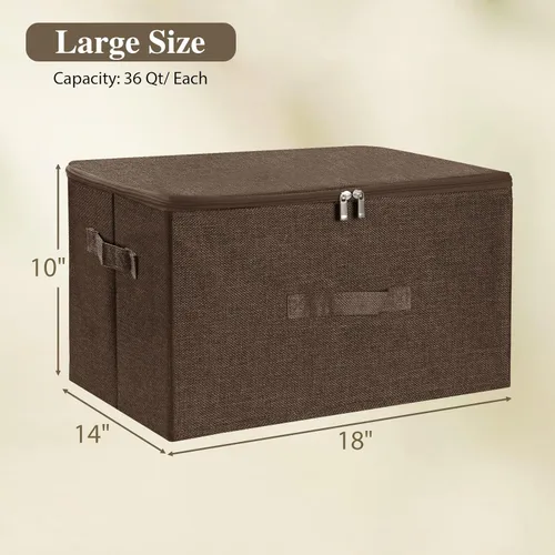 Miniatura 6 de ANMINY Contenedores de almacenamiento con tapa con cremallera, cajas de almacenamiento con asas, tablero de plástico PP, plegable con tapa, de tela