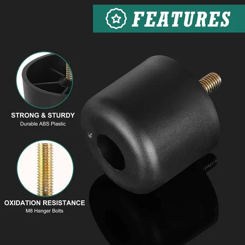 Miniatura 3 de 4 patas de plástico para muebles de 1-1/2 pulgadas, patas de sofá negras, patas redondas para muebles, patas de repuesto para sofá con tuercas