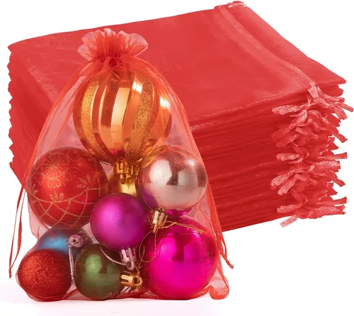 Miniatura 11 de Crweety 50 Piezas Bolsas de Organza Doradas de 3 x 4 Pulgadas, Pequeñas Bolsas de Regalo de Malla con Cordón para Favores de Boda, Despedida