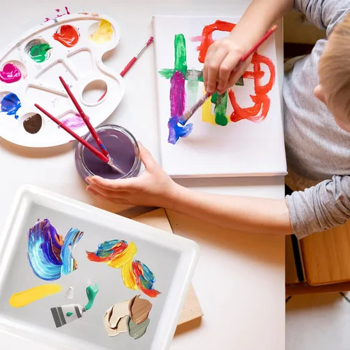 Miniatura 6 de Paquete de 10 bandejas de plástico para arte, bandeja para manualidades de actividades, bandeja organizadora, bandeja de servir para el hogar, Blanco