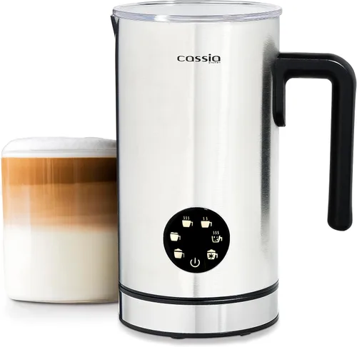 Cassia Espumador de leche eléctrico con funciones 5 en 1 - Espuma fría y caliente, chocolate y calentador de leche - 550W, control digital de