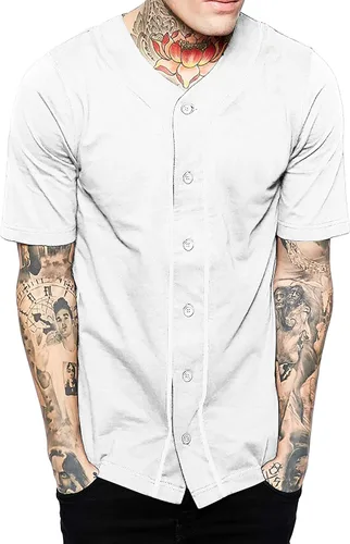 Miniatura 16 de Hat and Beyond camiseta de béisbol para hombre con botones hipster hip hop