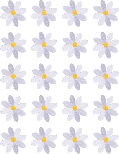 20 piezas de 2.7 pulgadas de margaritas grandes para planchar, apliques florales bordados para ropa, cortina, almohada, manta, adornos, zapatos,