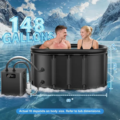 Miniatura 2 de Enfriador de baño de hielo y kit de bañera de inmersión fría, enfriador de inmersión en frío de 1/3 HP con filtro externo y bomba, cápsula de hielo