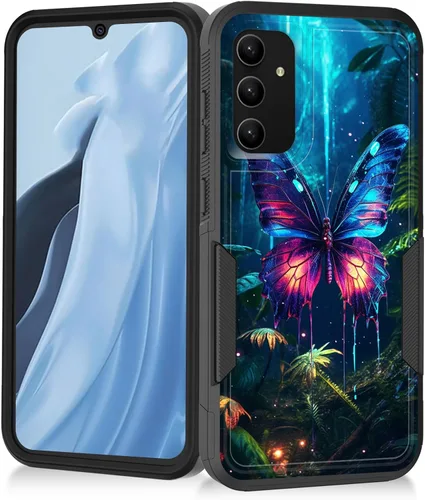Miniatura 18 de Funda para Galaxy A14 5G, resistente de doble capa híbrida de policarbonato duro, goma suave, a prueba de golpes, funda protectora resistente