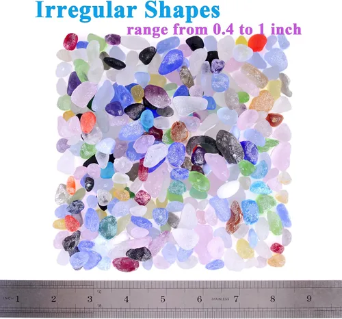 Miniatura 3 de KINGOU Piedras de cristal de mar de 15.5 onzas, piedras de caramelo esmeriladas, relleno de jarrón, piedras de vidrio de colores mixtos/cuentas