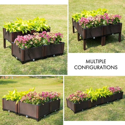 Miniatura 2 de D'vine Dev Camas elevadas – Caja de jardín elevada con tapón de drenaje, macetas de pie para kit de jardinería de vegetales/flores/hierbas, RGB-4