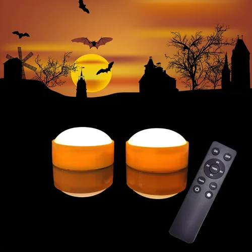 iZAN Luces LED de calabaza a pilas con control remoto y temporizador, velas parpadeantes brillantes sin llama para decoración del hogar, fiesta de