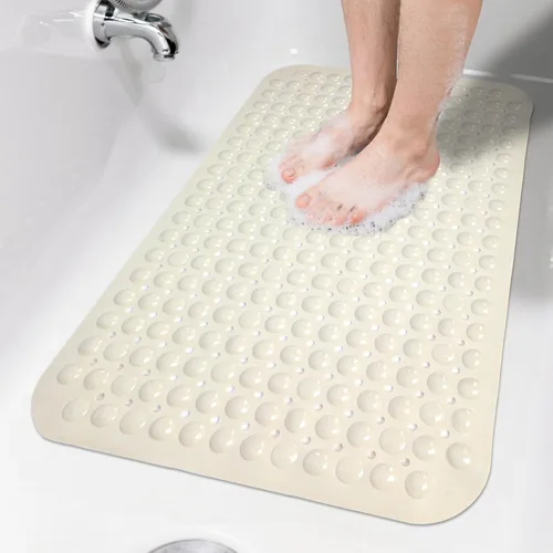 Miniatura 51 de Tapete de ducha negro antideslizante de 17 x 30 pulgadas, tamaño estándar, tapete de baño de burbujas suaves para ducha interior, tapete de baño