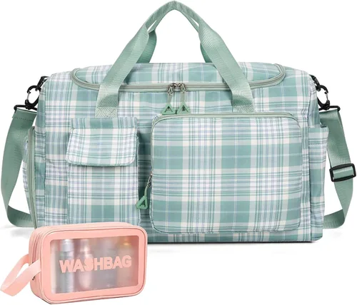 Miniatura 61 de Bolsa de Gimnasio Pequeña para Mujer, Bolsa de Lona de Viaje, Bolsa de Fin de Semana con Compartimento para Zapatos