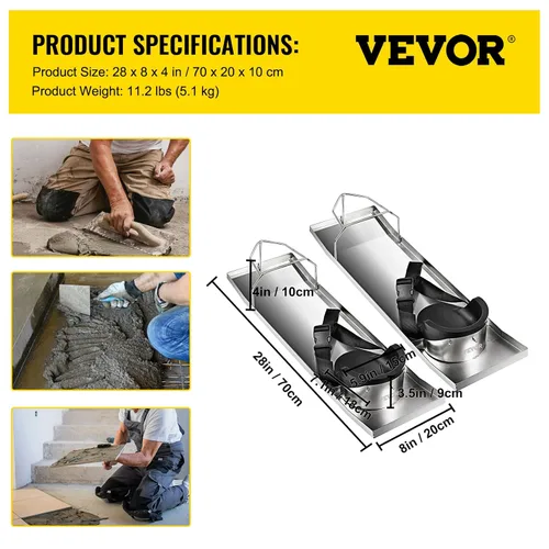 Miniatura 7 de VEVOR Tableros para Rodillas de Concreto 28'' x 8'' Tableros de Rodillas Deslizantes, Tablero de Rodilleras de Acero Inoxidable Deslizadores