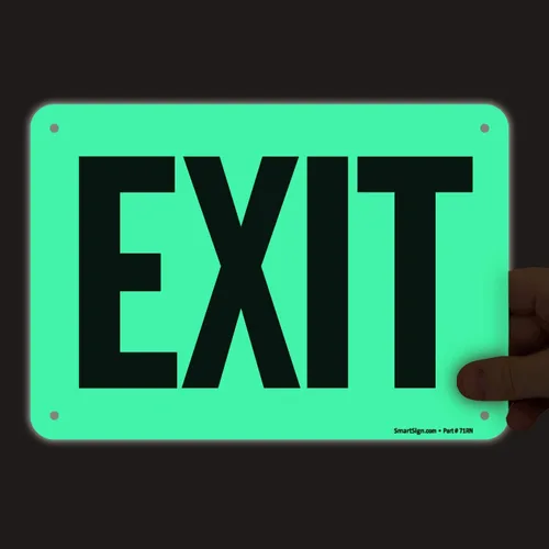 Miniatura 4 de SmartSign Letrero de metal "Exit", 4 x 6.5 pulgadas de aluminio de 40 mil de grosor, brilla en la oscuridad, fabricado en Estados Unidos Aluminio