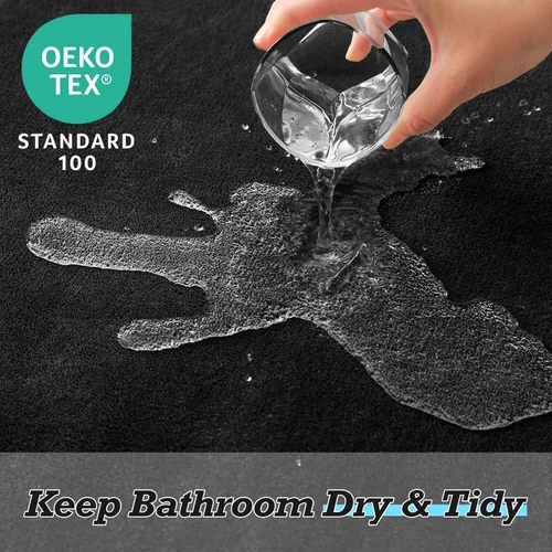 Miniatura 4 de HUXMEYSON Juego de alfombras de baño de 2 piezas, juego de alfombrillas antideslizantes y de secado rápido, alfombras de baño ultra suaves de Negro