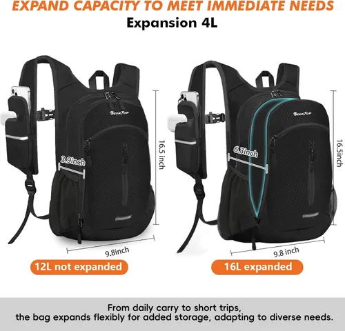 Miniatura 2 de Seektop Mochila de senderismo pequeña de 15 L para viajes, impermeable, ligera, bolsa de senderismo para mujeres y hombres