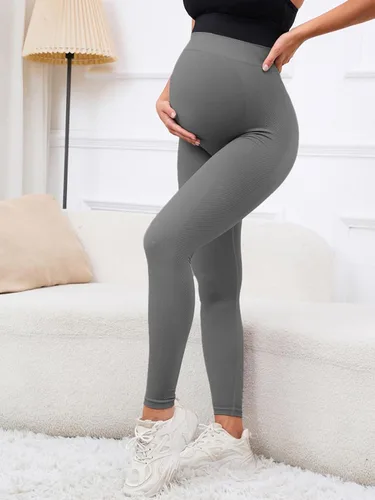 Miniatura 3 de X-SNOW FALCON Pantalones de maternidad para mujer, 2 piezas, sin costuras, leggings de yoga sobre el vientre para entrenamientos y uso diario
