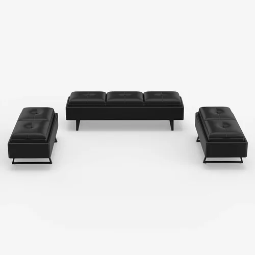 Miniatura 13 de kinbor Sillas de sala de espera, silla de invitados de oficina de piel sintética, banco de recepción tapizado de 5 asientos, muebles de vestíbulo
