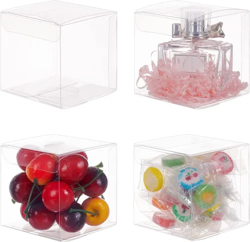 Miniatura 8 de BENECREAT Paquete de 10 cajas grandes de plástico transparente de 4.7 x 4.7 x 4.7 pulgadas para regalos de fiesta de San Valentín y dulces de fiesta