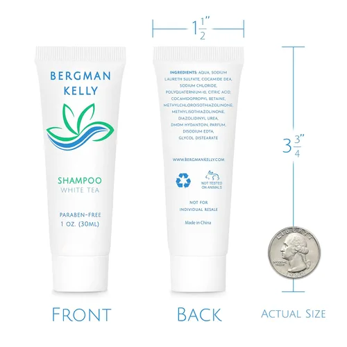 Miniatura 3 de BERGMAN KELLY - Champú de hotel tamaño viaje - 1 fl oz, 100 PK, té blanco - Deleite a sus invitados con un limpiador de cabello revitalizante