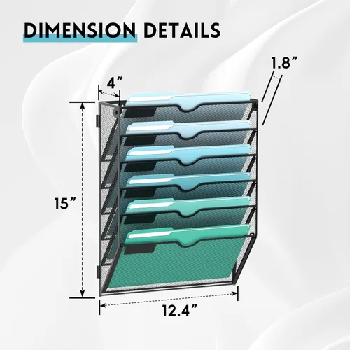 Miniatura 2 de SUPEASY Organizador de archivos de pared de 6 niveles, archivos de pared colgantes para papeles, carpetas, revistas, organizador de pared