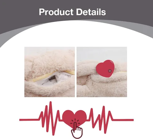 Miniatura 2 de Juguete de peluche suave para perros, con latido de corazón para mascotas, oso de peluche con bolsa más cálida, juguete para aliviar la ansiedad