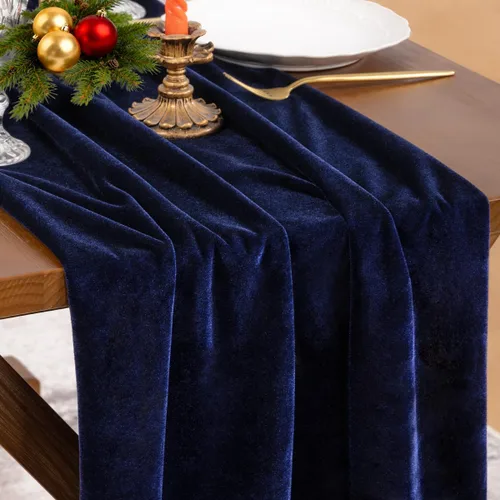 Miniatura 9 de Socomi Camino de mesa de terciopelo negro para el día de San Valentín, decoración de 20 x 120 pulgadas, tela de 10 pies, camino de boda de Acción